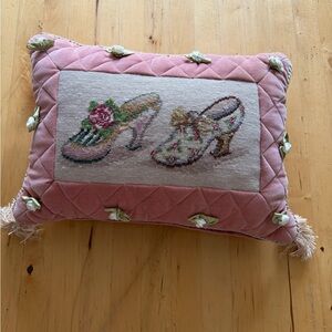 Women Pink Decorative Shoe Motif Pillow
